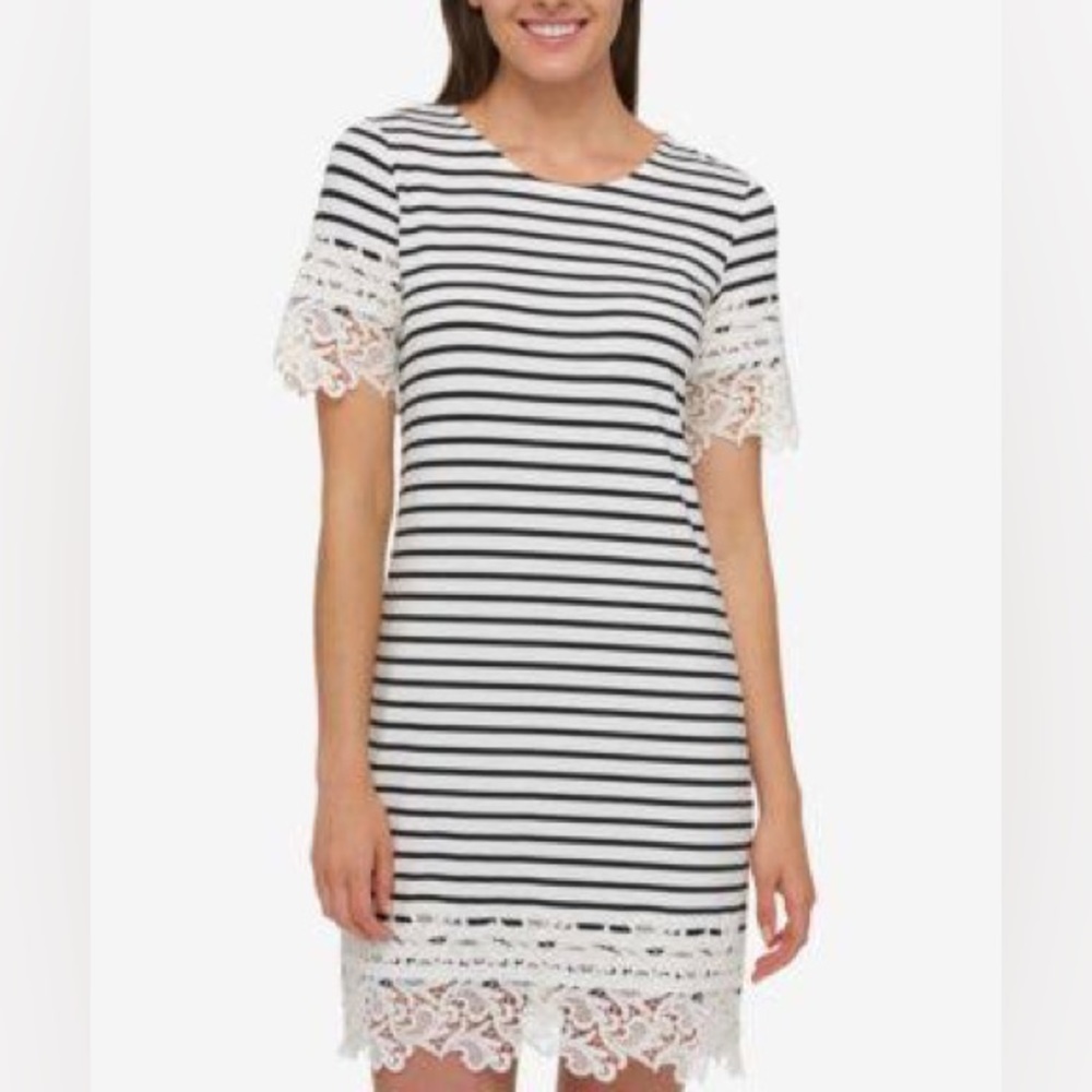 Tommy Hilfiger Womens Lace-trim Shirt Dress Sz XL